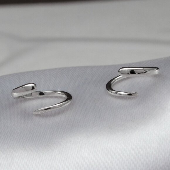 Tiny Everyday Lightweight Spiral Hoops, Minimalist Design, Real Silver 925 Stamp - Picture 1 of 5